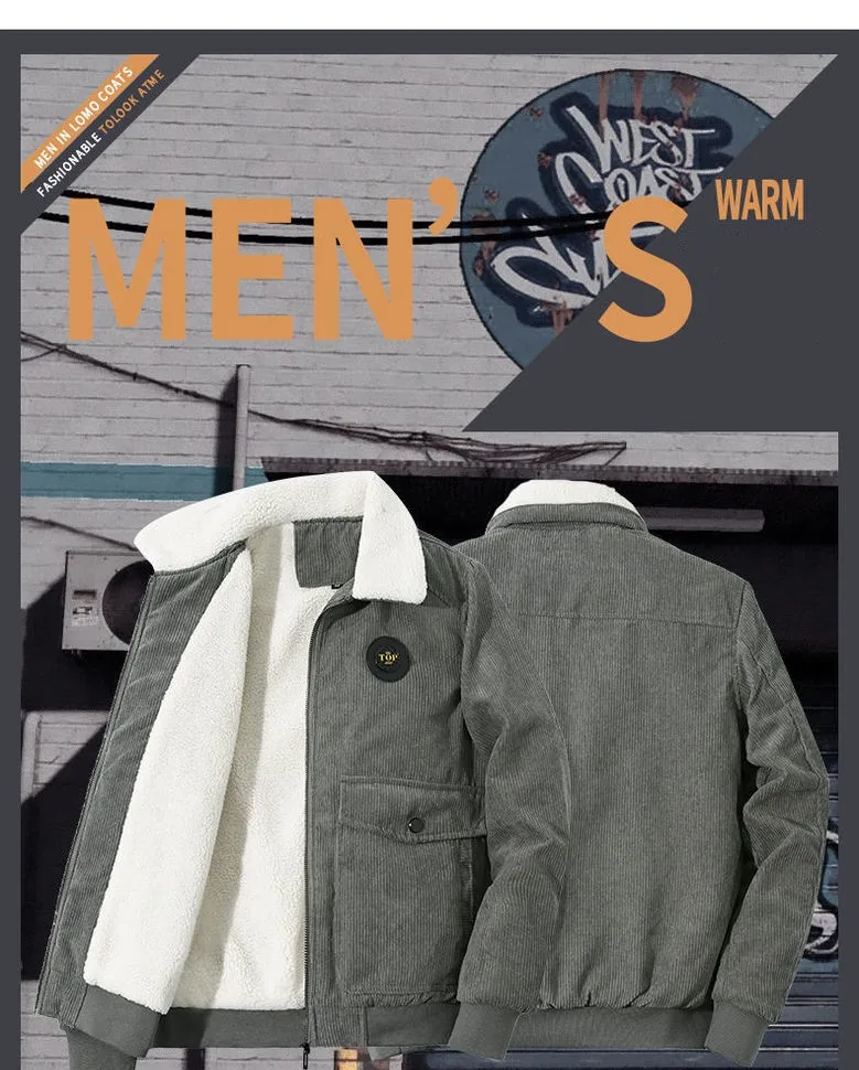Wholesale 100%Cotton Warm Thick Corduroy Jacket Men