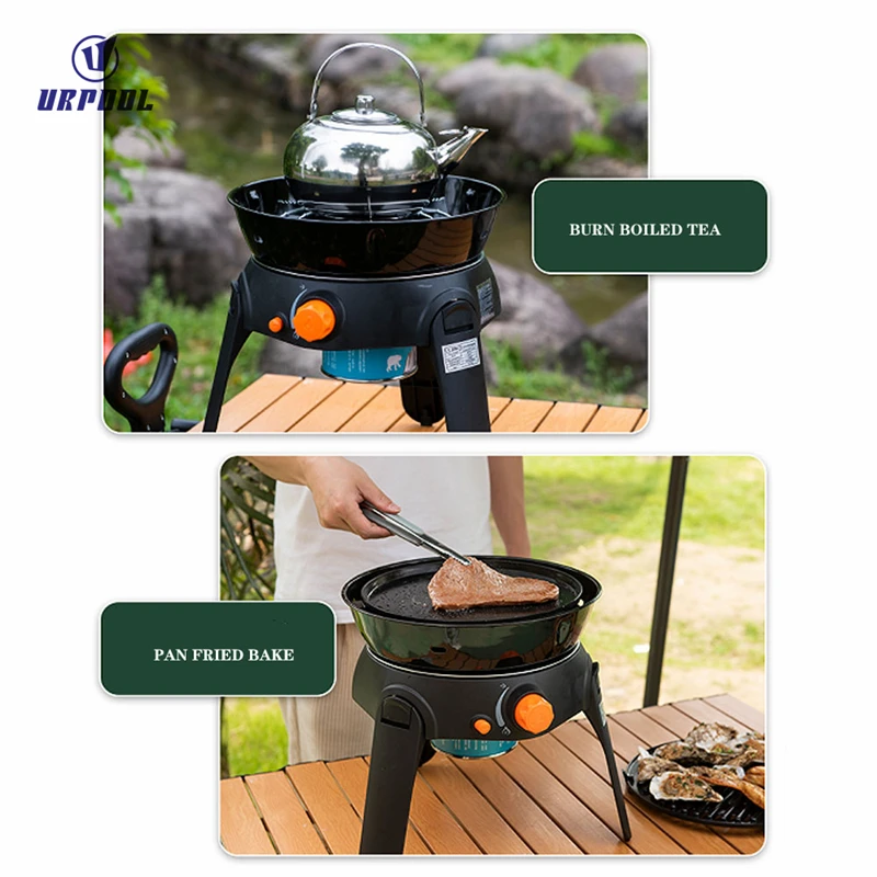 Outdoor portable multifunctional barbecue grill BBQ grill hot pot butane gas filling stove gas stove korean bbq