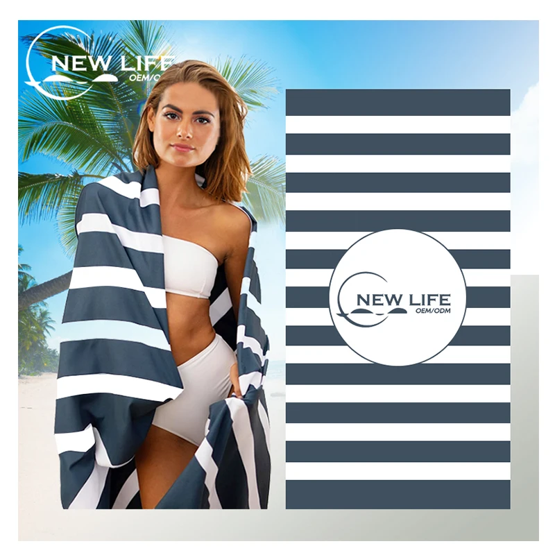 Super absorbent bath towel for summer rectangle customized beach towels portable sand free beach towel