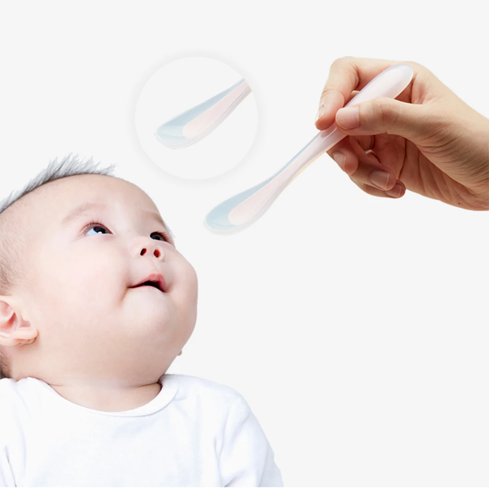 Set of 2  feeding silicone baby spoon