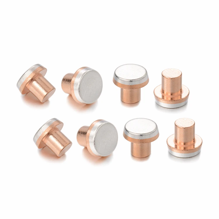 ISO9001 AgSnO2/Cu bimetal electrical silver contact rivet for contactor