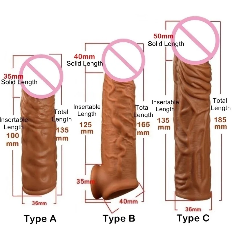2022 Hot Selling Sex Toys Silicone Reusable Big Dildo Sexy Penis Sleeve Extender Enlargement Condoms for Men