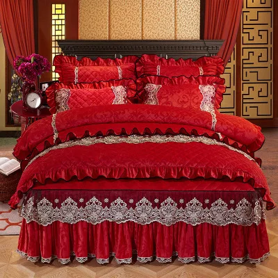 Комплект постельного белья с вышивкой, King Queen, Full Twin, Комплект постельного белья с юбкой