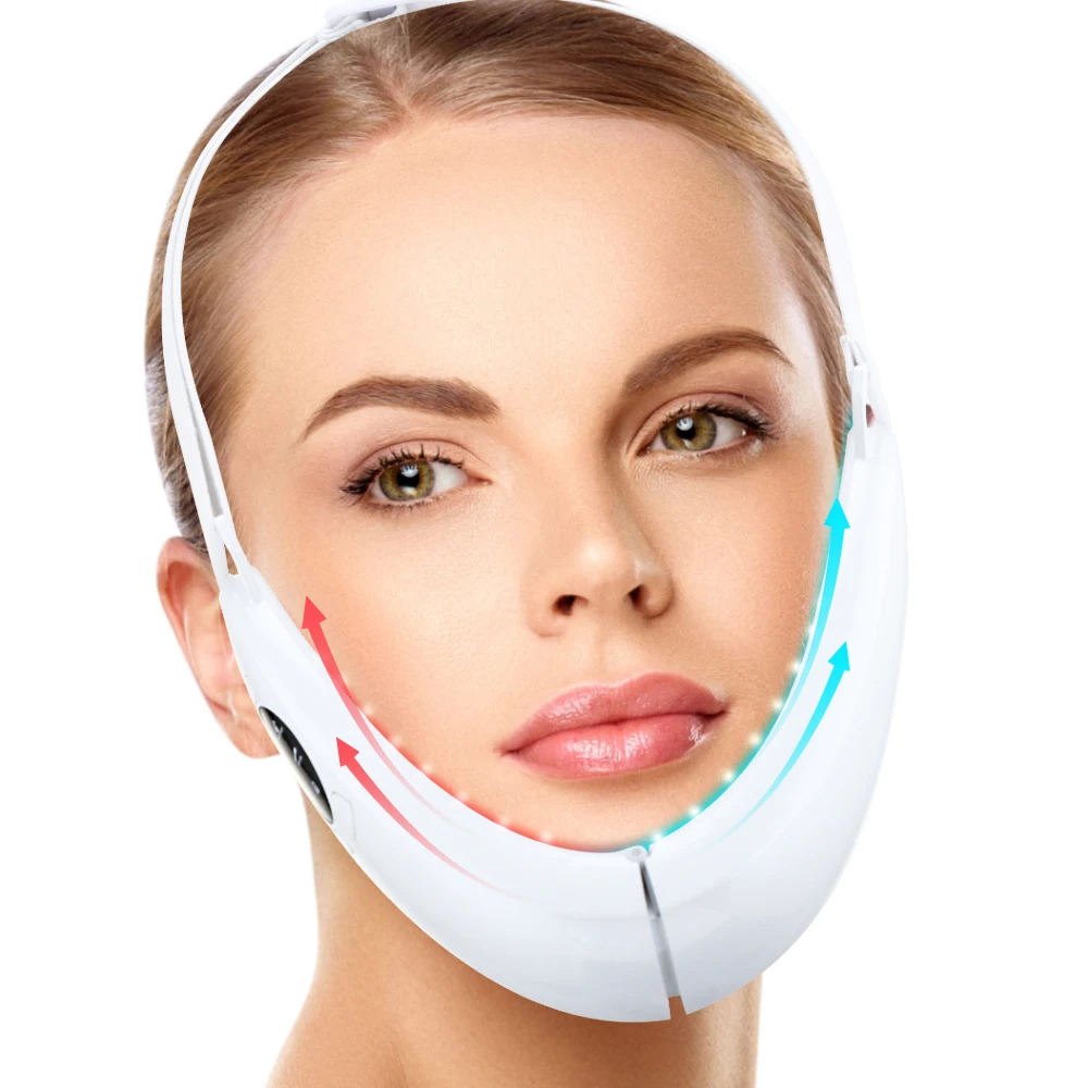 Hailicare 5 Modes LED Photon Therapy Micro Current Vibration V Face Slimming Massager V-Line Up Face Lifting Belt