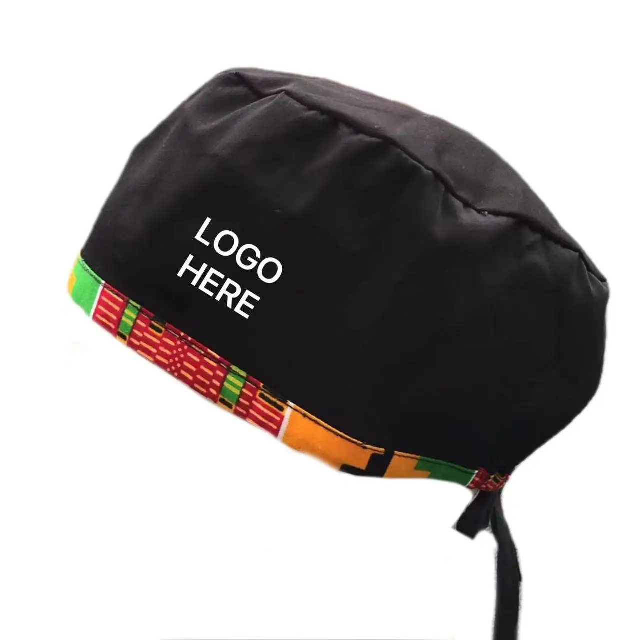 Unisex Dental Hospital Work Caps African Male Short Skull Caps For Nurse Doctors Tie Back Scrub Caps Satin Lined Custom Logo