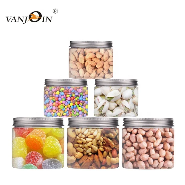 Hot Selling Large 1L 1000ml 1 Liter 500ml Food Safe PET Plastic Jar for Candy Salad Packaging