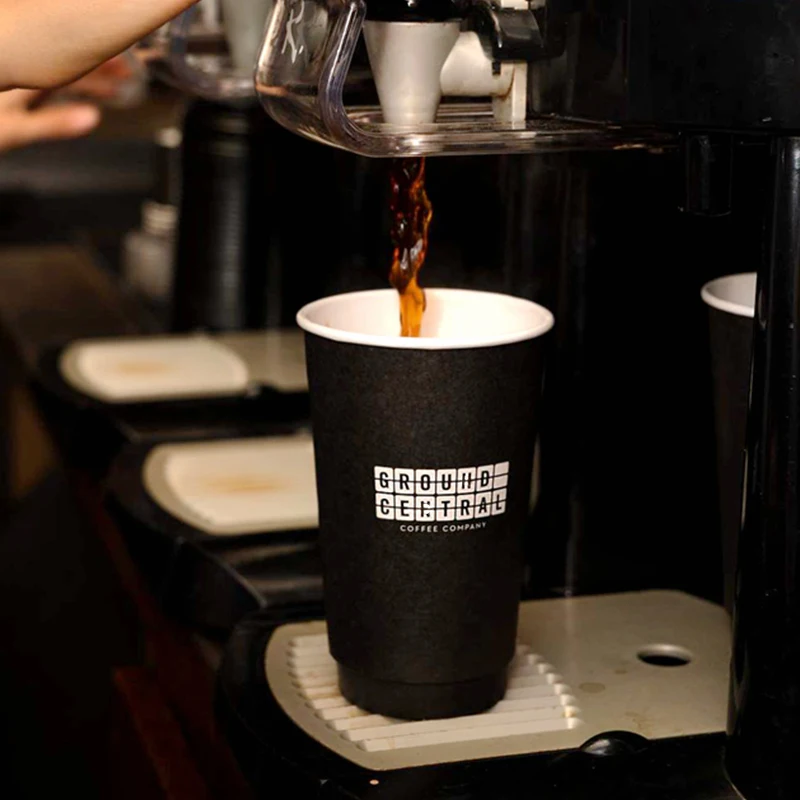 Custom Logo Food Grade Kraft 4 oz 8oz 10oz 12oz 16oz Recyclable Disposable Double Wall Hot Cafe Coffee Paper Cup With Lid