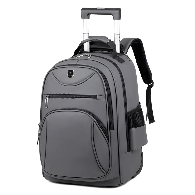 2024 Newly Arriving High Capacity Waterproof PU Leather Rolling Wheeled Laptop Backpack Travel Backpack