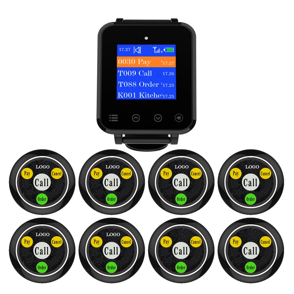 Система вызова официанта Artom, Беспроводные водонепроницаемые наручные часы-пейджер с кнопками для звонков в ресторане, кафе, сервисе