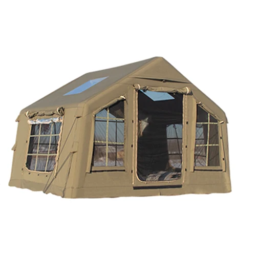 XiaSheng8.0+8.8GreenInflatableFlysheetTentforOutdoorCampingLuxuryFamily Tent Waterproof PVC Cotton Oxford Fabric Aluminum Poles