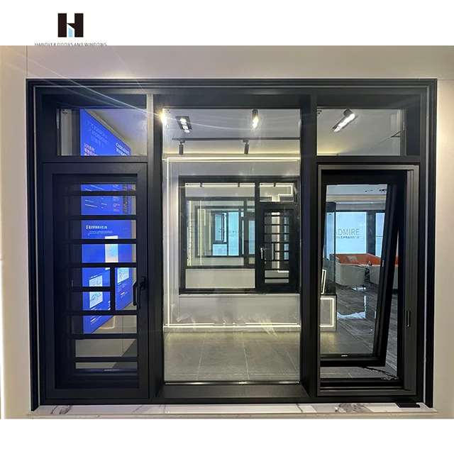 Wholesale Tilt Flip Window High Security Impact Glass Casement Window Double Glazing Aluminum Frame Window   For Balcony