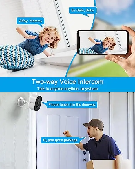 ANRAN 3MP Home Smart Battery Remote Access Control Free APP Solar Panel Wireless Wifi Camera Security