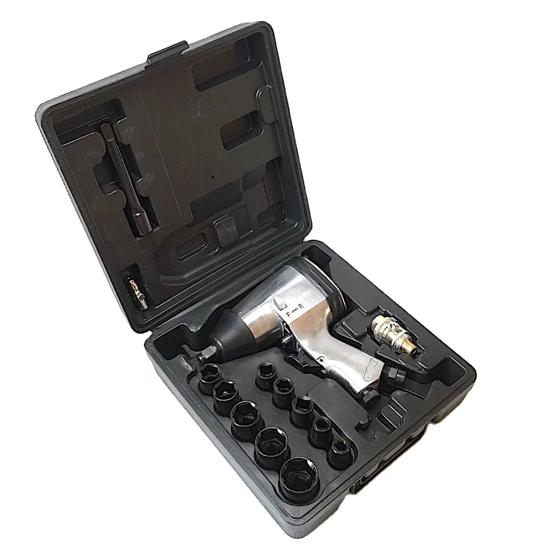 18 Piece Air Wrench Kit Pneumatic Impact With 12 13 14 15 17 19 22 24 Socket Extended Bar Blow Molded Carry Cast Tyre Repair