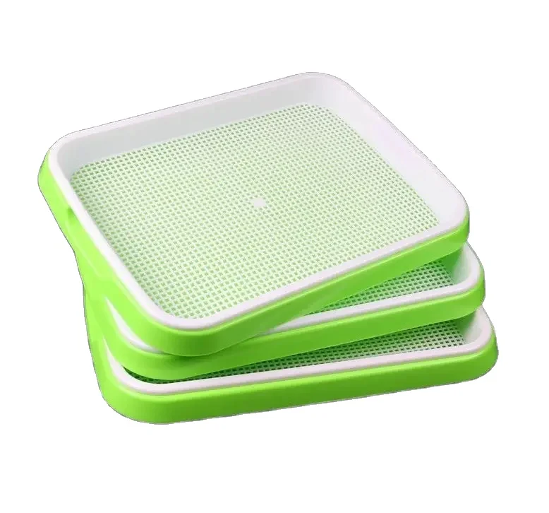 Bean Sprouts Seedling Tray Green Germination Nursery Tray with Drain Holes Plastic Seed Sprouter Tray