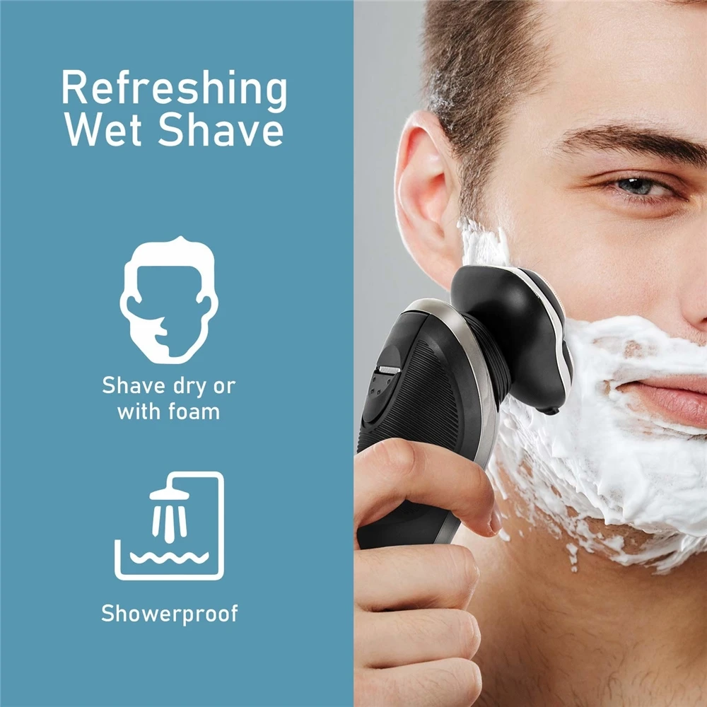 Kemei KM 1716 Rotary Shaver for Men Wet and Dry Electric Razor Rechargeable Facial Shaving Machine Ipx6 Washable Beard Trimmer