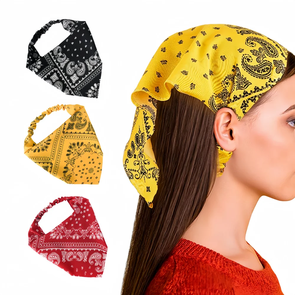 Hair Band Triangle Headband Fashion Printing Elastic Hairbands Head Wrap Accessories Bandana