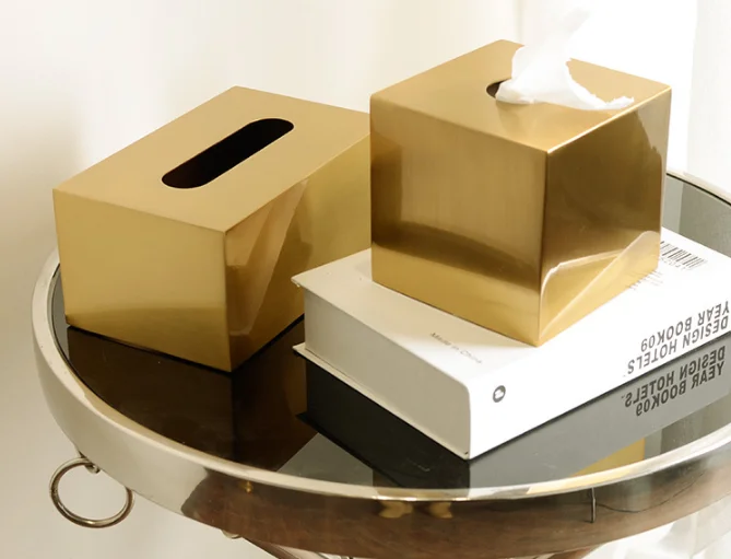 Hot selling tissue boxes metal minimalist luxury hotel home decoration Holder Case