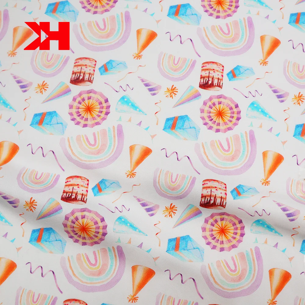 Kahn low MOQ digital custom fabric printing twill fabric by the yard manufacturer for garment