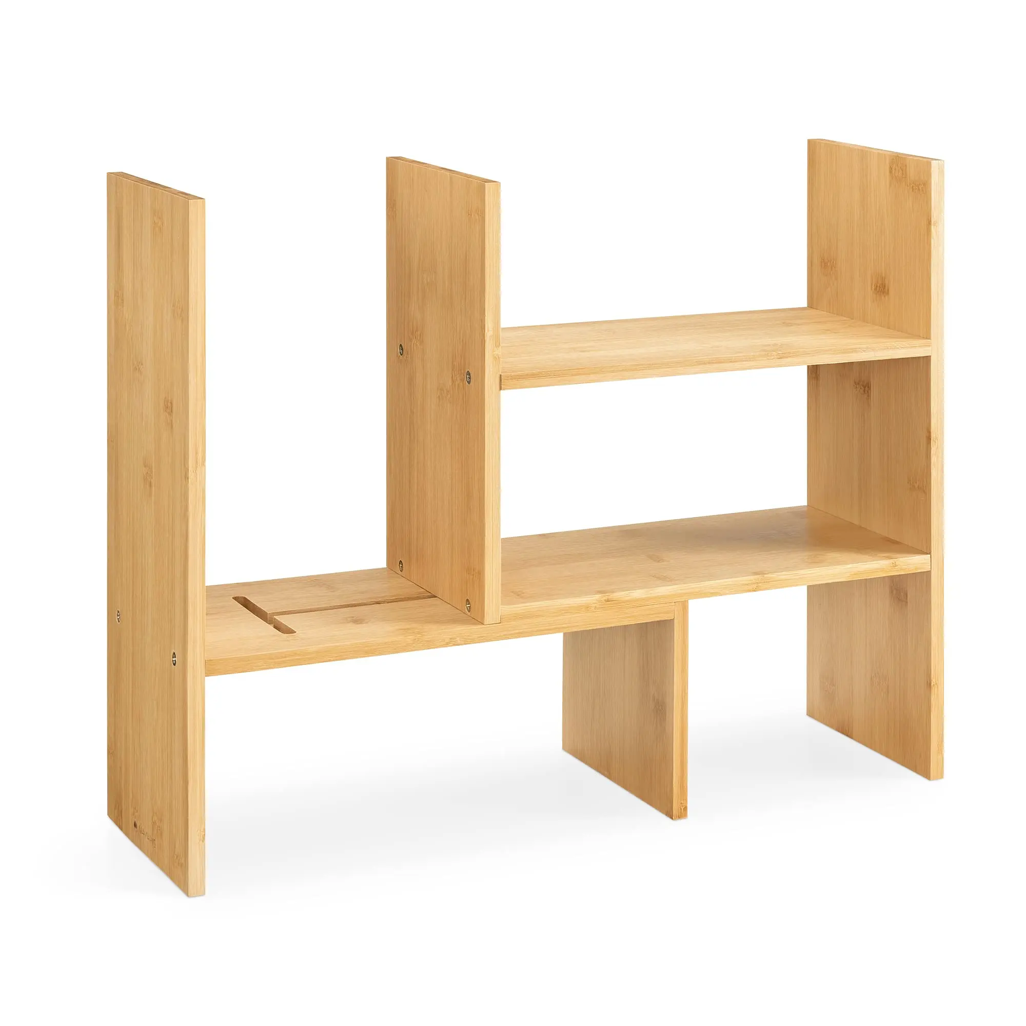 Bamboo Desk Storage Organizer Adjustable Desktop Display Shelf Rack Multipurpose Shelves Book Shelf For Office