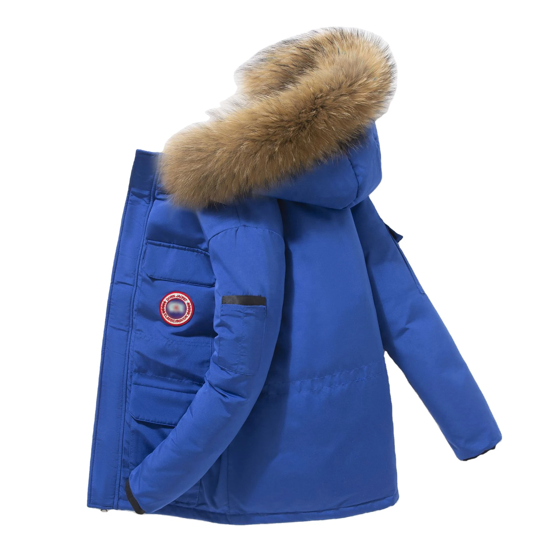 Wholesales Direct Factory Canada Down Winter Long Animal Fur Hoodie Parka High Quality Outdoor Plus size Jackets  for men 2021