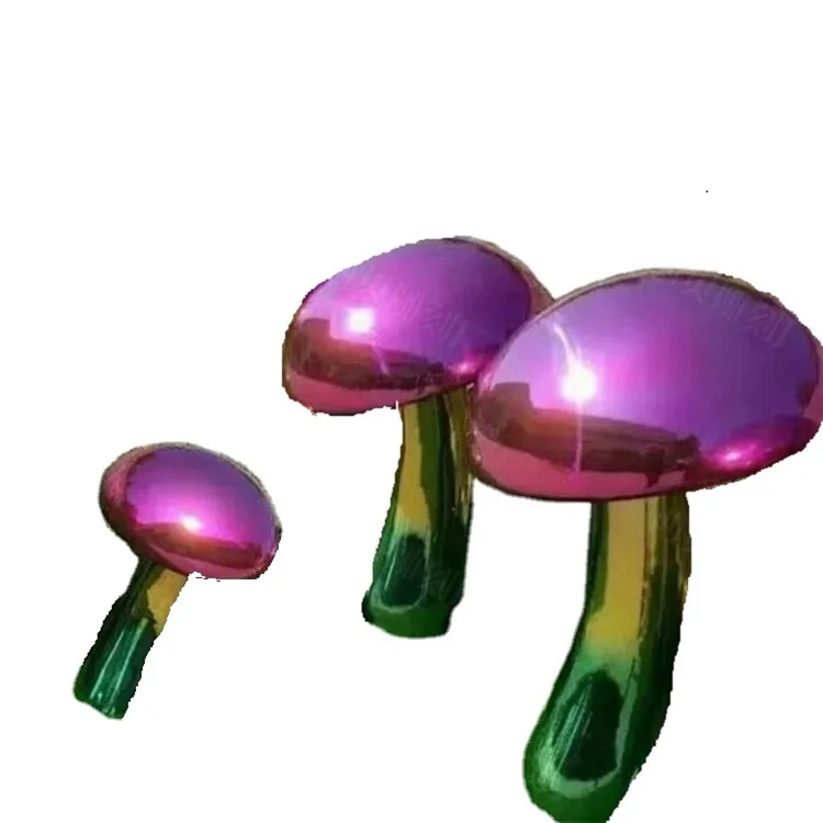 Mirror stainless steel needle mushroom statue plant sculpture