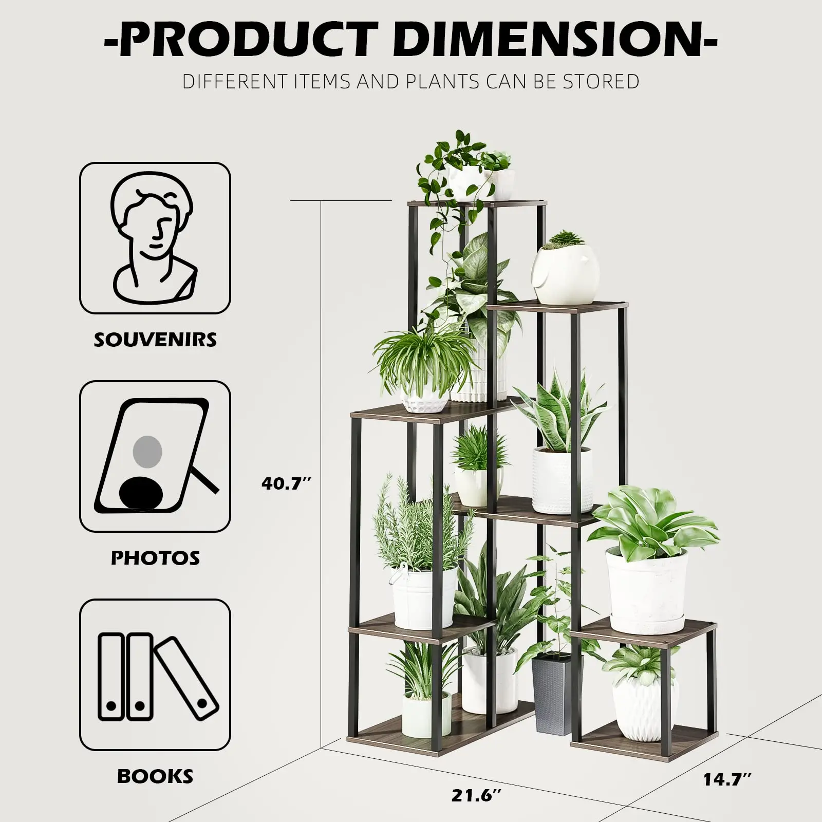 Garden Balcony Patio Window Living Room Indoor Plant Shelf Metal Black Plant Stands Flower Corner Plant Stand