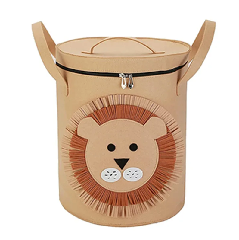 Cartoon baby toy storage bucket Felt storage bag washable laundry basket storage basket with lids