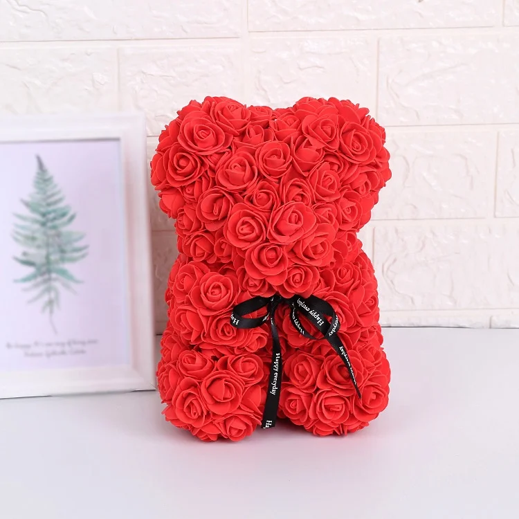 Hot sale  artificial flower Wholesale valentine Christmas gift 25cm 40cm rose bear Pearl bear gift package box