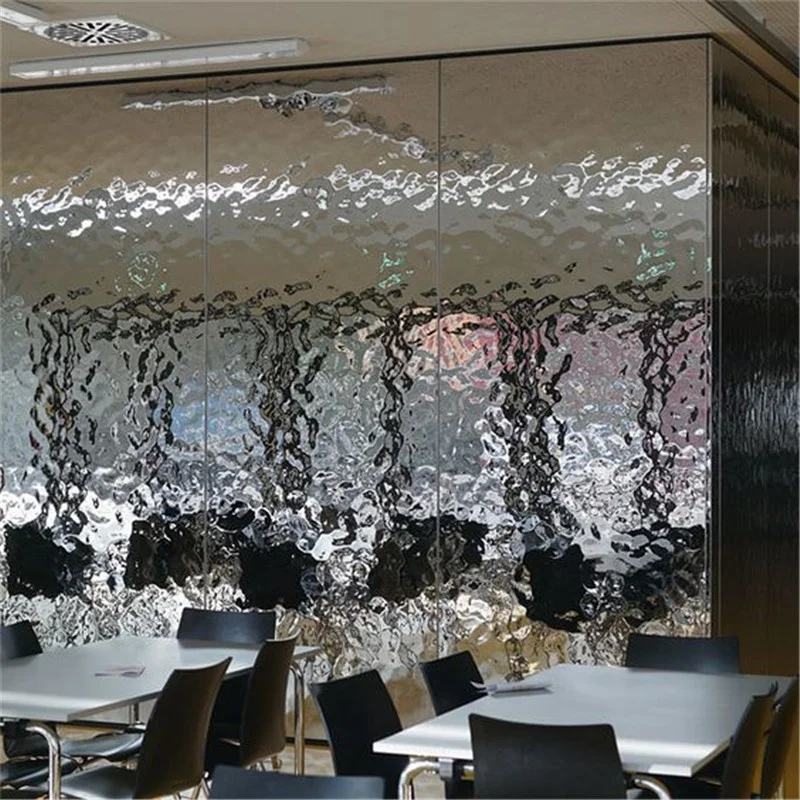decorative mirror silver stainless steel sheet Rippled water wave metal cladding panel