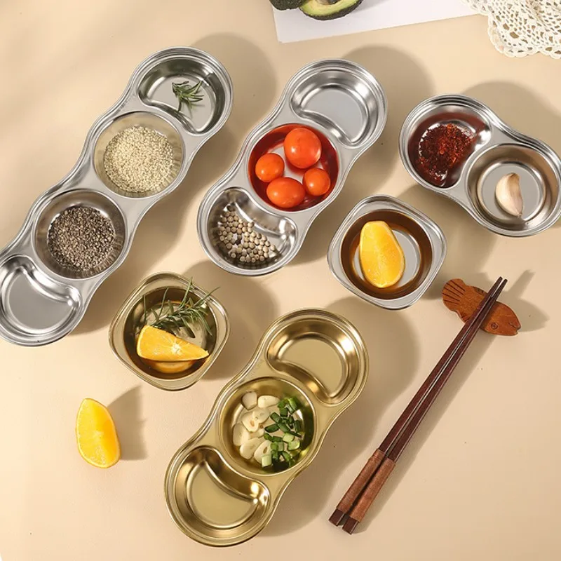 Korean sauce kimchi dish 304 stainless steel tomato sauce black pepper mustard seasoning dipping golden small plate