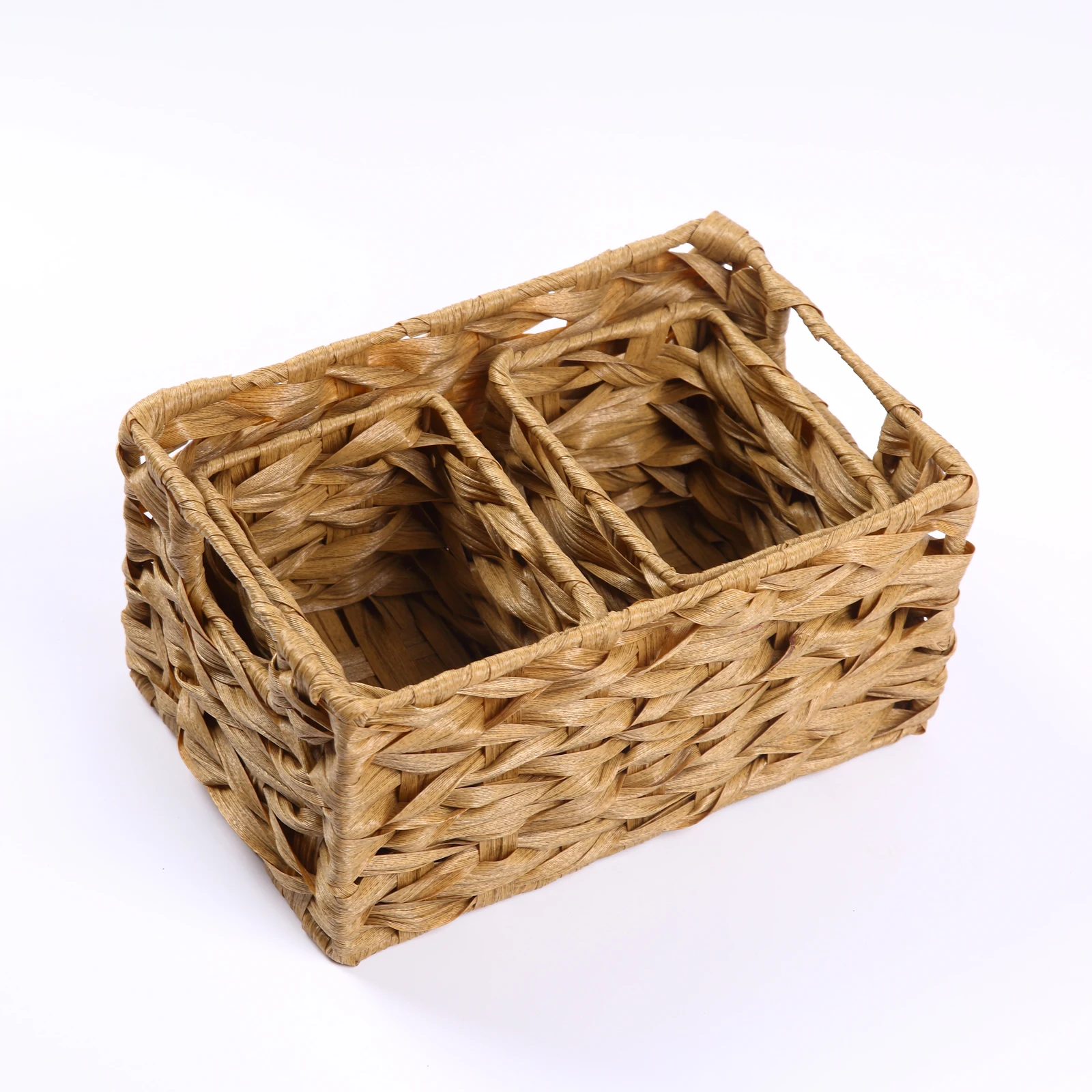 set of 3 plastic pp woven storage baskets for toy