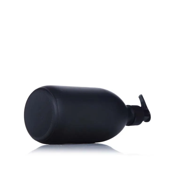 8oz 16oz 500ml Lotion Round Matte Black  Shampoo Glass Bottle with Liquid Soap Dispenser Stainless Steel Pump