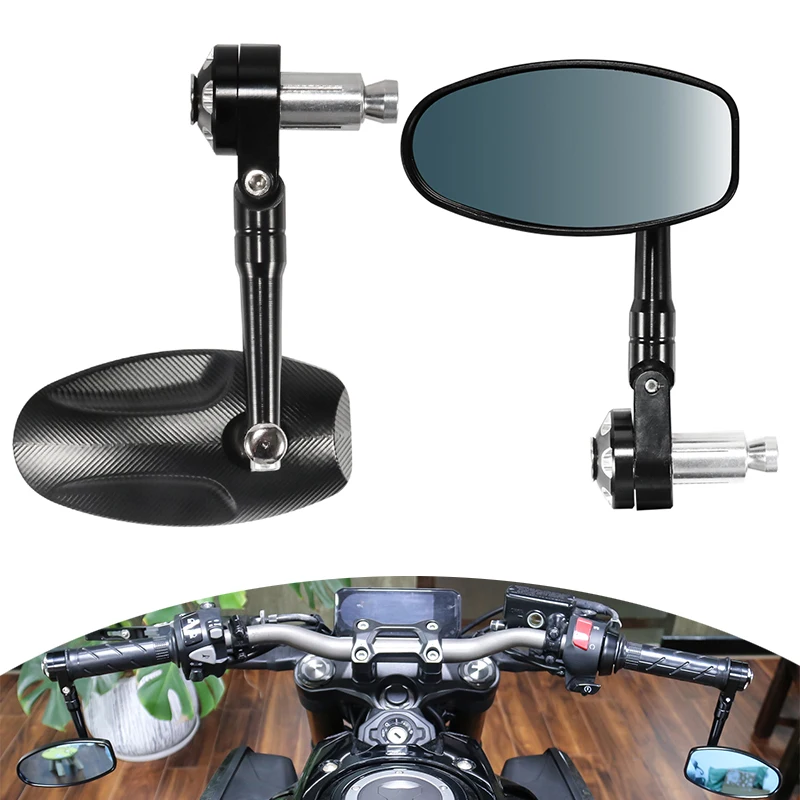 The New Universal Motorcycle Side Mirror Handlebar End Mirrors Aluminum Alloy For Suzuki Kawasaki