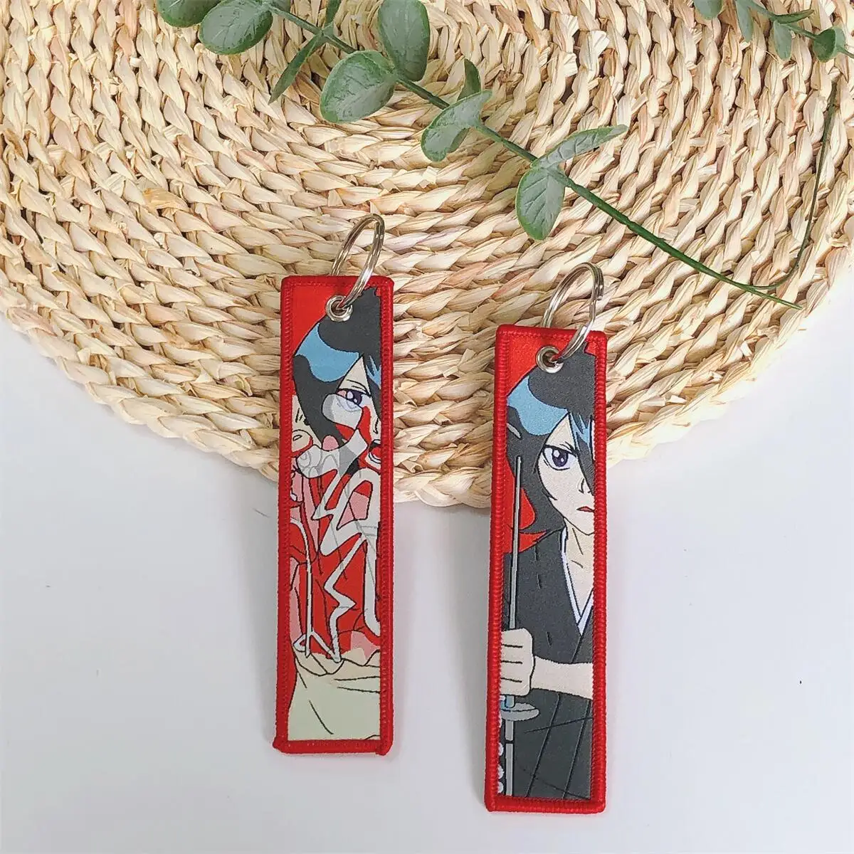 Custom BLEACH Embroidery cute anime double-sided Keychain Motorcycle Car Son Gohan Anime Embroidery Keychain