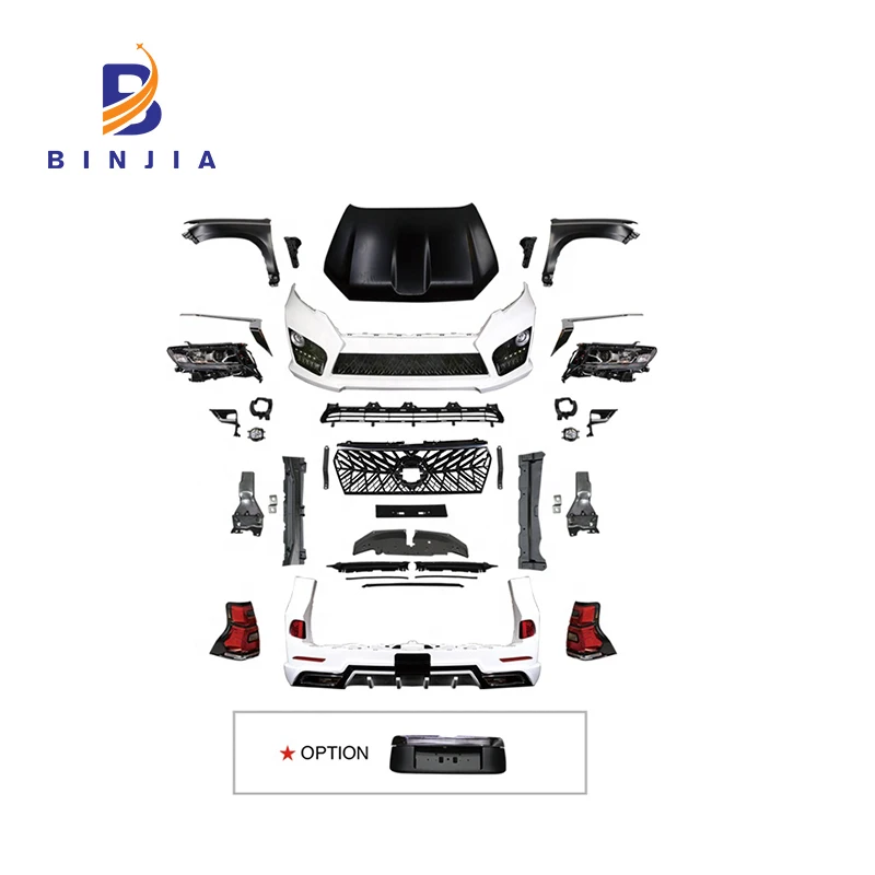 Body Kit Front Rear Bumper and Grille Fender Hood for Year 2010-2017 Upgrade to 2018 for Toyota Prado E Model Front/rear Bumper