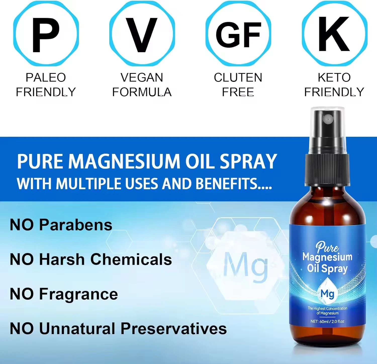 Private Label Natural Essential Oil Highest Quality Pharmaceutical Grade Unscented Pure Magnesium Oil Spray