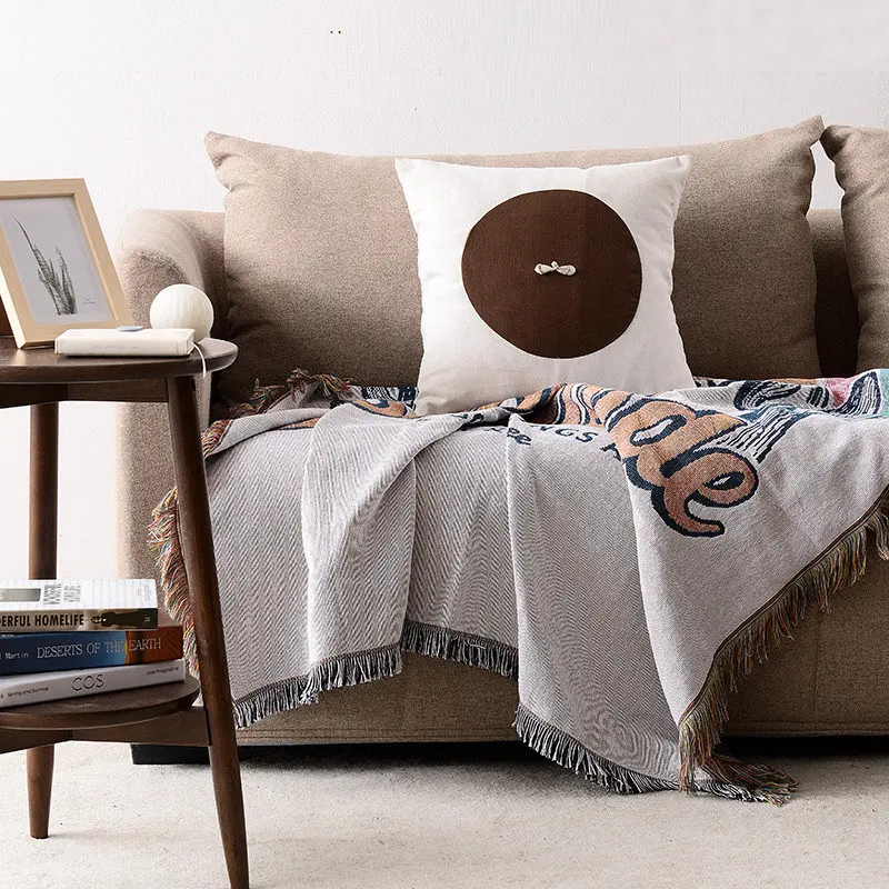 Рекламный логотип на заказ, одеяло для дивана, украшение для дома, гостиной, теплый смешанный гобелен