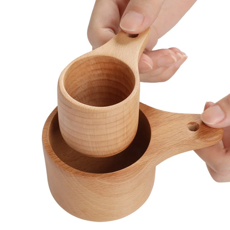 Baking Wooden Measuring Spoon Cup With Lettering Beech Measuring Spoons Cups