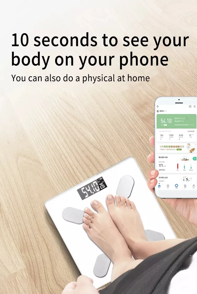 Wholesale Body Fat Weighing Scale LED Glass Power Battery Health Feature Weight Fat Visceral Fat Muscle Bone Basal Metabolic