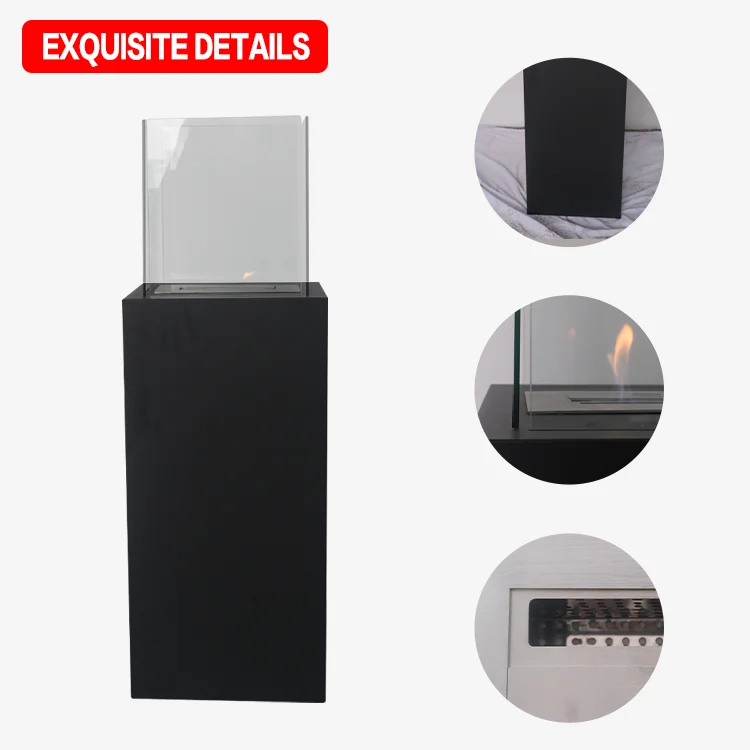 Aometer Indoor Outdoor Black Stainless Steel Table Top Smokeless Bio Ethanol Alcohol Fireplace Heater