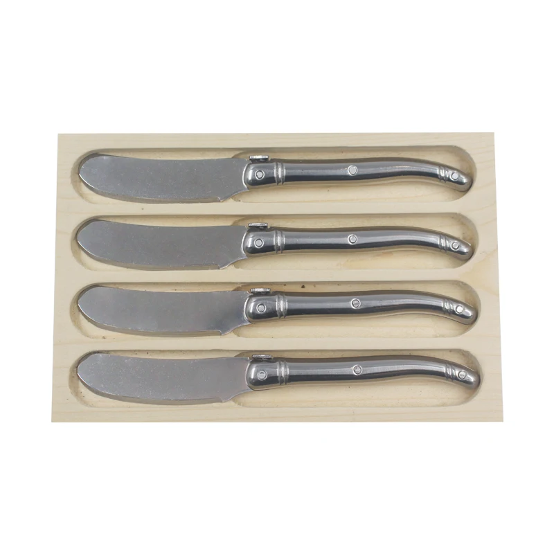 
Kitchen gadgets laguiola stainless Steel butter knife set with wooden case for christmas gift 