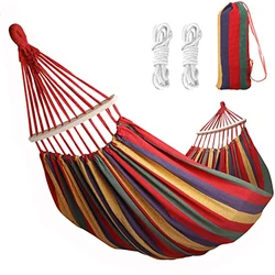 JETSHARK Outdoor Hammock Durable Soft Garden Hammock Home Camping Striped Canvas Single Swing Bed Hammock Travel Hiking