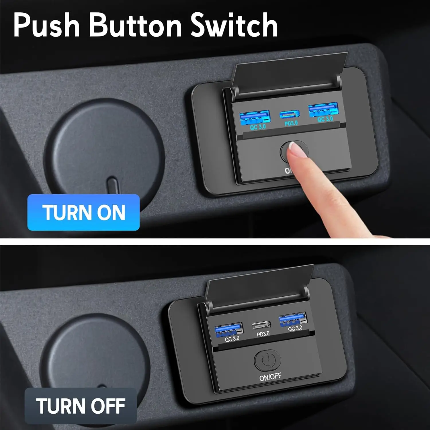 RV USB Outlet, Dual QC3.0 USB A & USB C Ports Charging Socket Panel with ON/Off Switch for 12V/24V Car Boat Truck