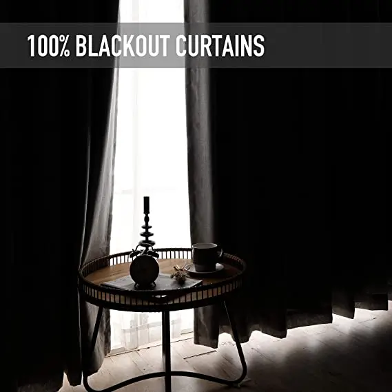 High-Technology Series White Color 100% Blackout Curtains Solid Smooth Linen Curtains For living Room And Bedrooms