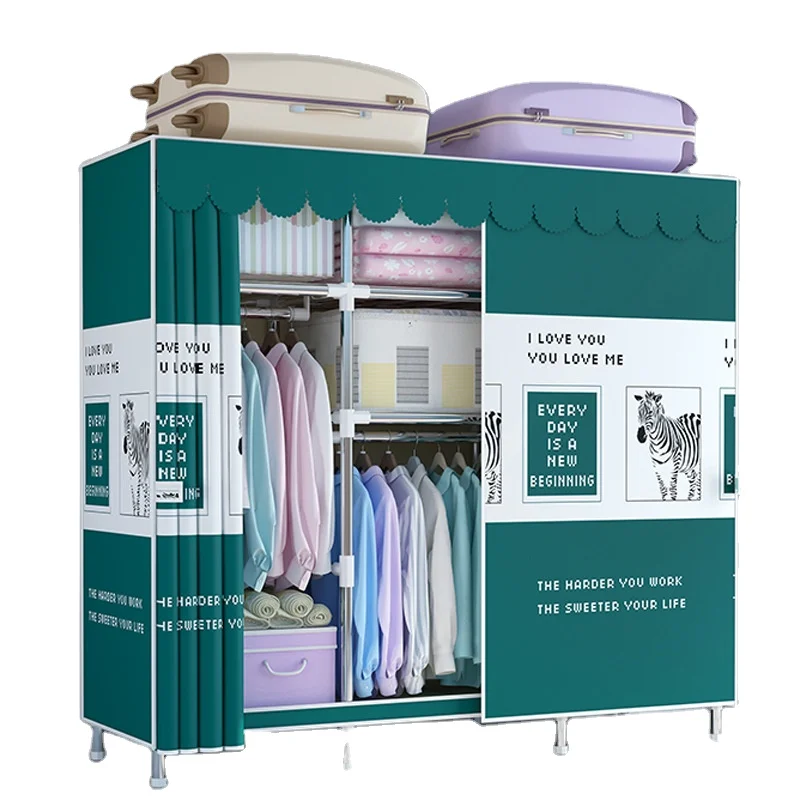 82cm Simple wardrobe extra thick steel pipe polyester cotton cloth cupboard wardrobe assembly storage wardrobe