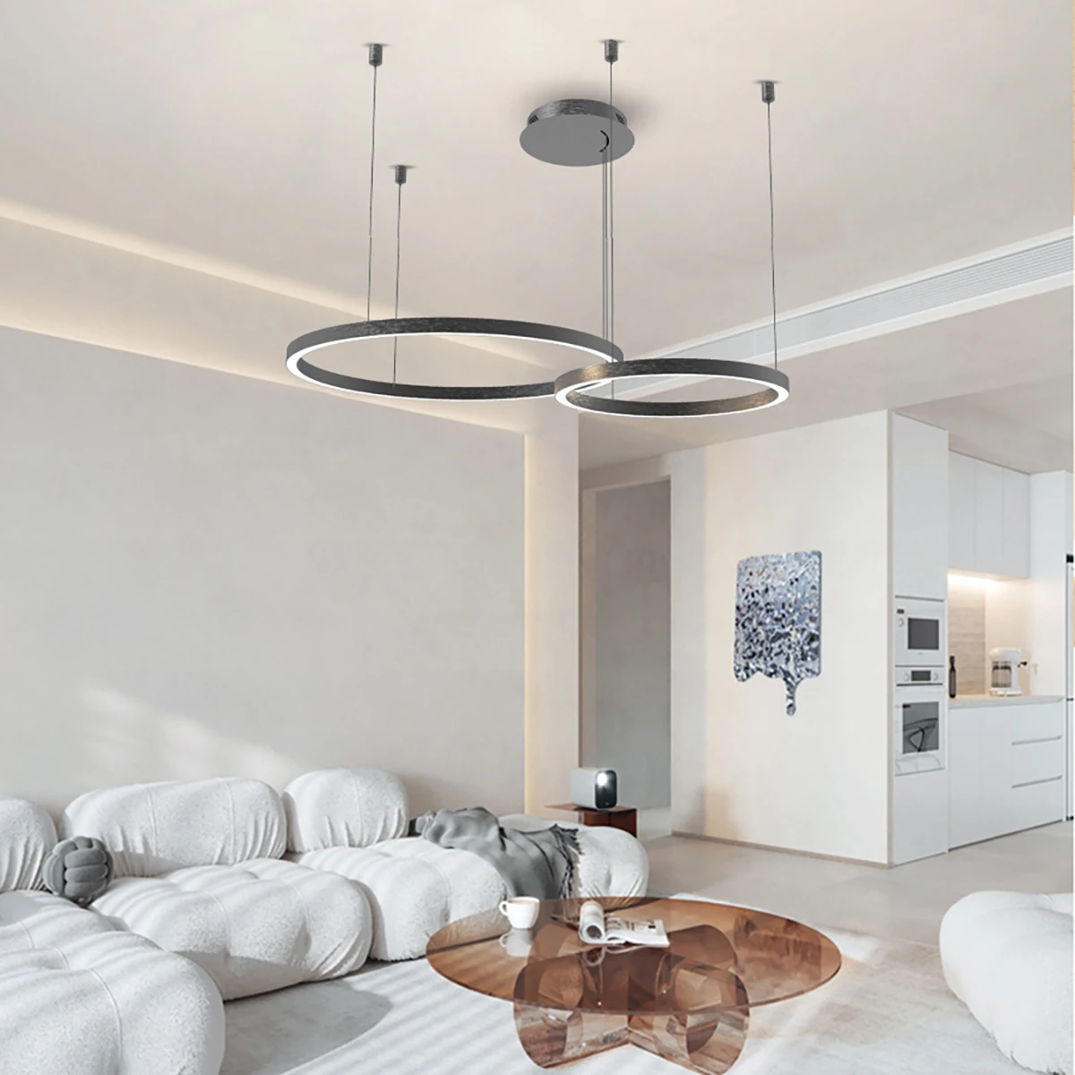 DNG Custom Hotel Project Modern Living Room Round Ceiling Chandelier Led Circle Ring Pendant Light with Flicker-free Driver