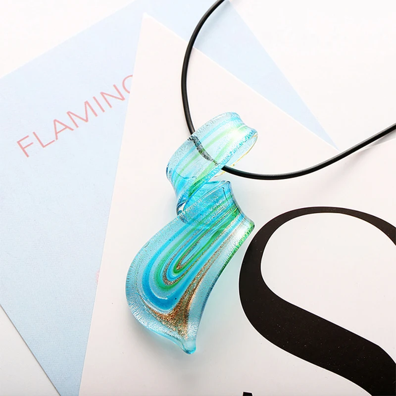 Murano Glass Glaze Lamellar Millefiori Inspiration Mixed Colors Lampwork Glass Twist Pendant Necklace Earring Jewelry Set BHQ009