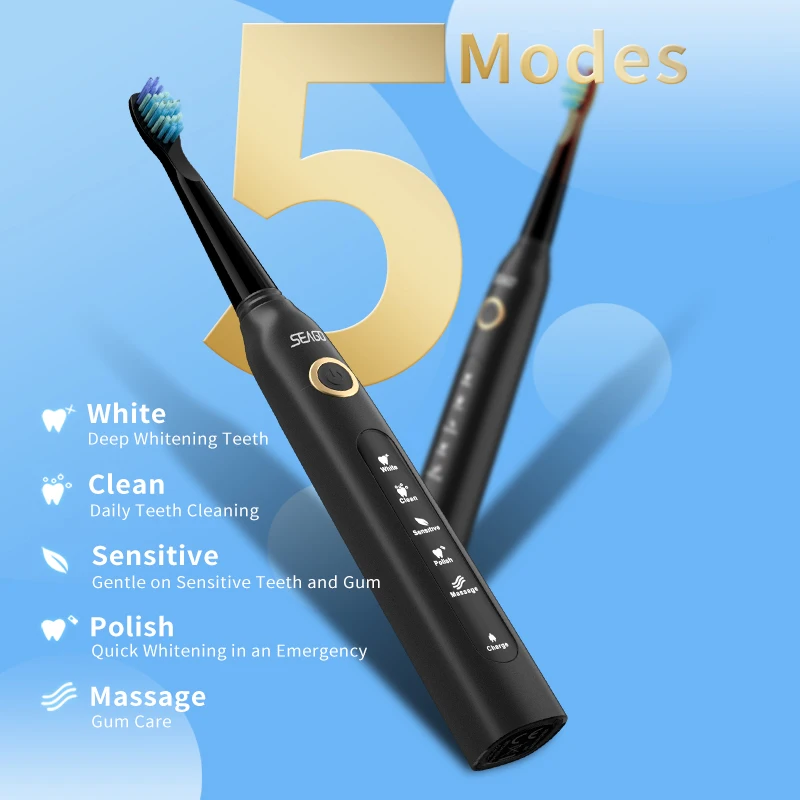 Seago SG507 5 Modes 40000 VPM Motor Smart Timer Oral Care Whitening Rechargeable Sonic Electric Toothbrush