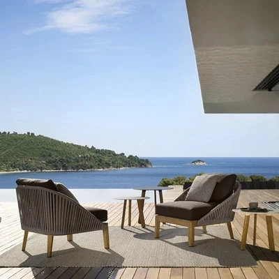 Wholesale double seat lounge garden sofa cheap wooden patio set conversation garden outdoor furniture