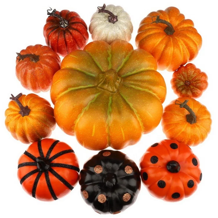 
Gresorth Fake Big Pumpkins Artificial Vegetable Food Model Lifelike for Fall Autumn Halloween Christmas Party Holiday Decoration 